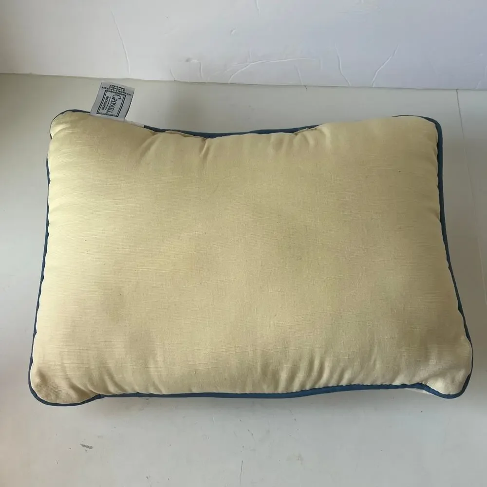 CROSCILL ACCESSORIES Throw Pillow Yellow Floral Cottage Core Blue Cord USA 15x11